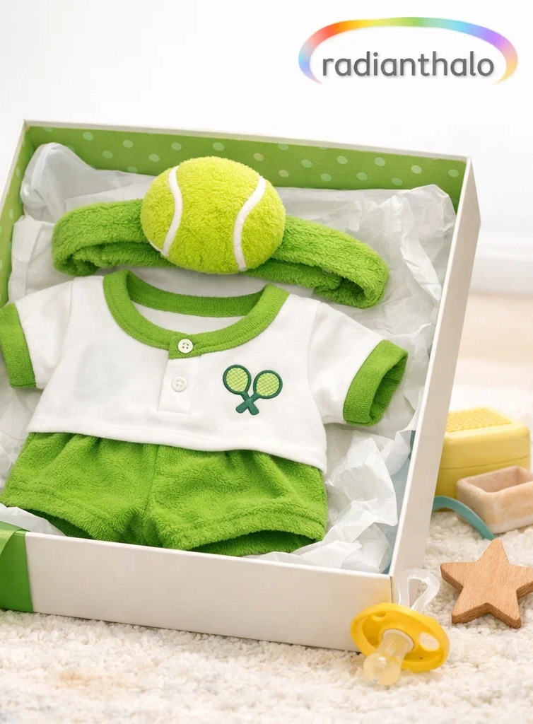 Wholesale Tennis Racket Baby Outfit Gift Set with Soft Plush Ball Headband
