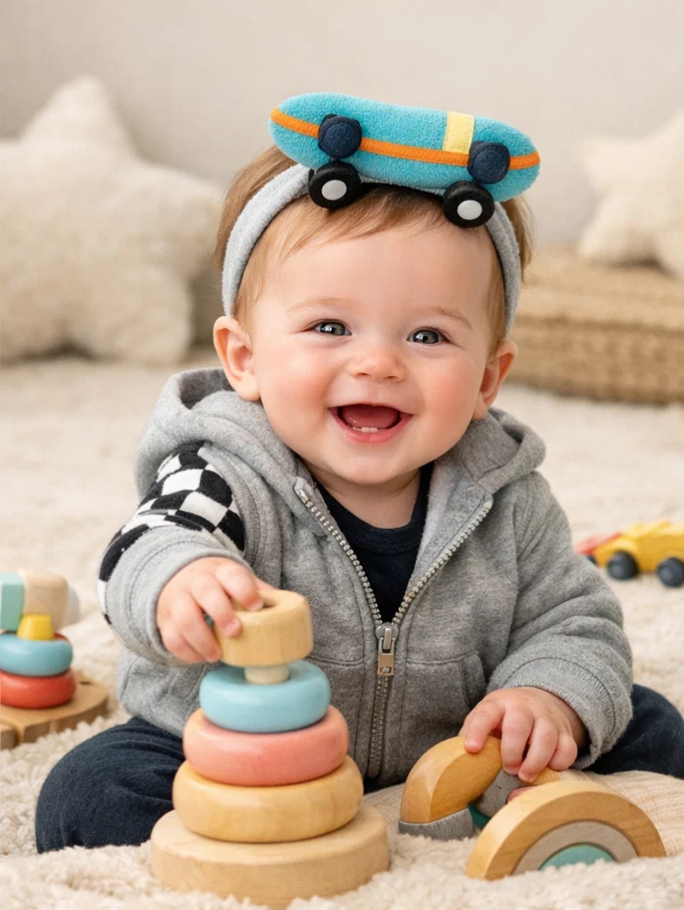 🧸 Wholesale Layered Skater Baby Gift Box with Plush Skateboard Headband, Hoodie Vest and Socks