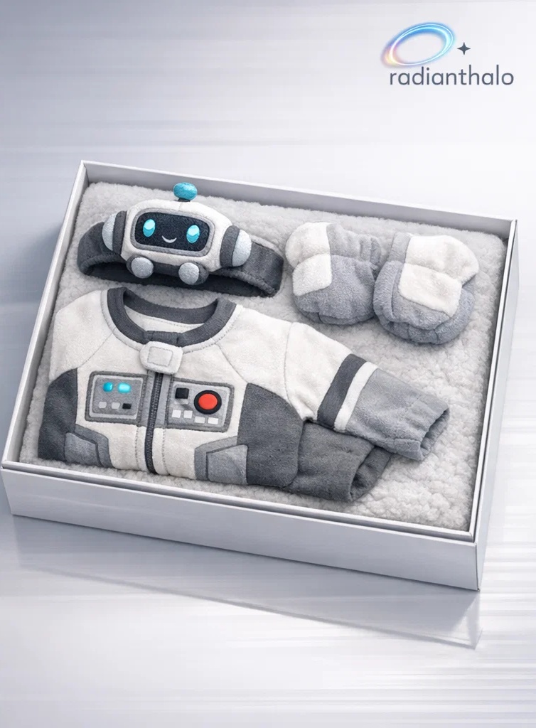 💙 Wholesale Newborn Robot Gift Set with Plush Character Headband and Soft Coordinated Outfit