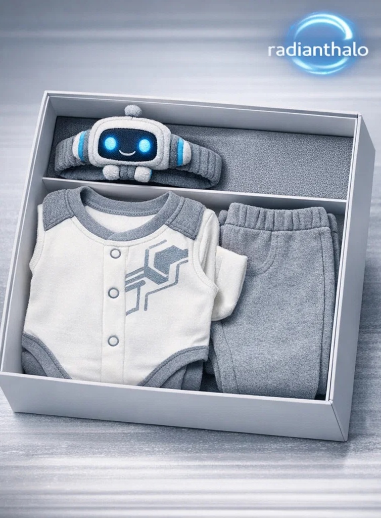 🪐 Wholesale Astronaut Baby Gift Box with Plush Satellite Headband, Romper, Mittens and Booties