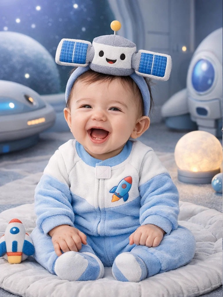 Wholesale Rocket Baby Sleeper Gift Set with Plush Satellite Headband for Premium Baby Boutiques