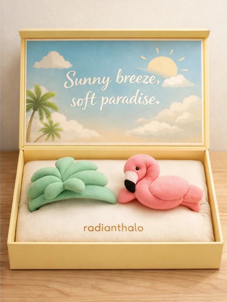Summer Flamingo & Tropical Leaf Detachable Baby Headband Gift Set for Wholesale Buyers