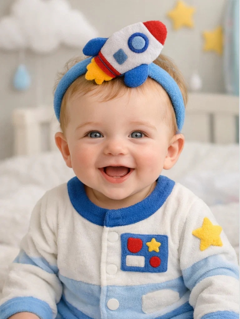 Custom Starry Rocket Baby Gift Set with Plush Rocket Headband for Window Box Retail Display