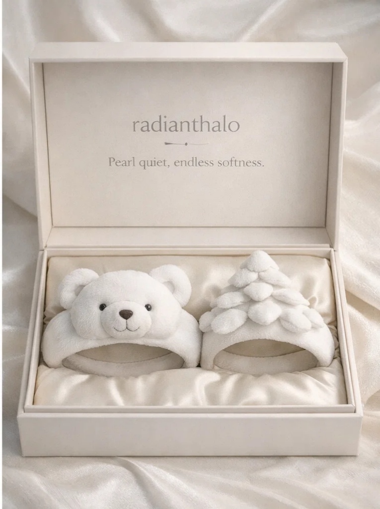 Minimalist Nordic White Bear & Snow Tree Baby Headband Gift Box Set