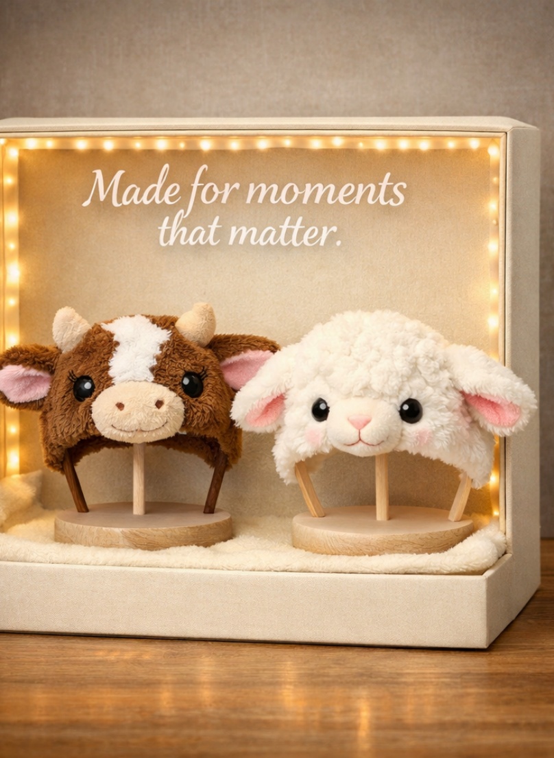 OEM Farm Animal Detachable Cow & Lamb Plush Baby Headband Set Soft Newborn Toddler Hair Accessories Wholesale