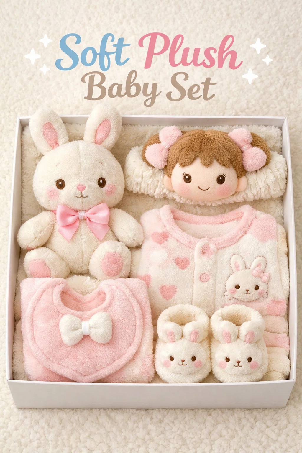Adorable Plush Doll Headband Baby Gift Set | Soft Cotton Newborn Clothing and Accessories for Retailers