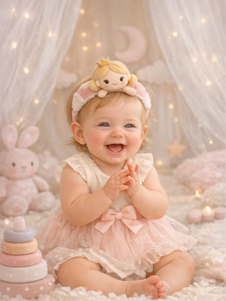 🌸 Sweet Pink Baby Gift Box with Princess Doll Headband, Floral Romper Dress and Shoes