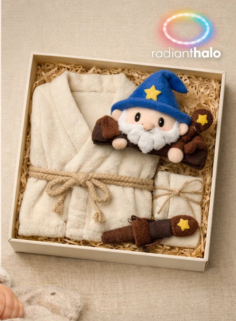 Custom Wizard Baby Costume Gift Box with Plush Wizard Headband for Fantasy Boutique Collections