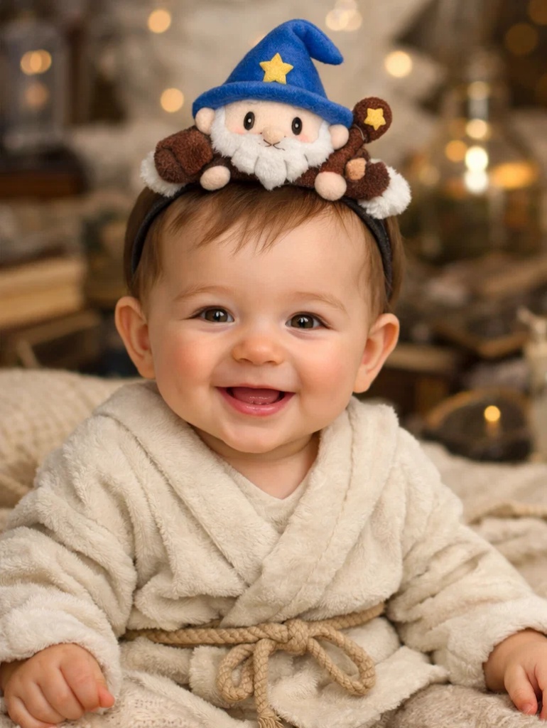 Custom Wizard Baby Costume Gift Box with Plush Wizard Headband for Fantasy Boutique Collections