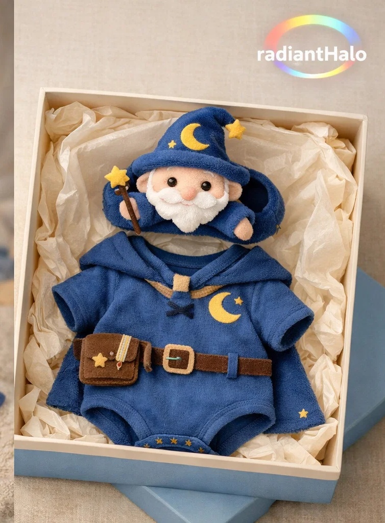 OEM Moon Wizard Baby Gift Box with Plush Wizard Headband and Magic Romper