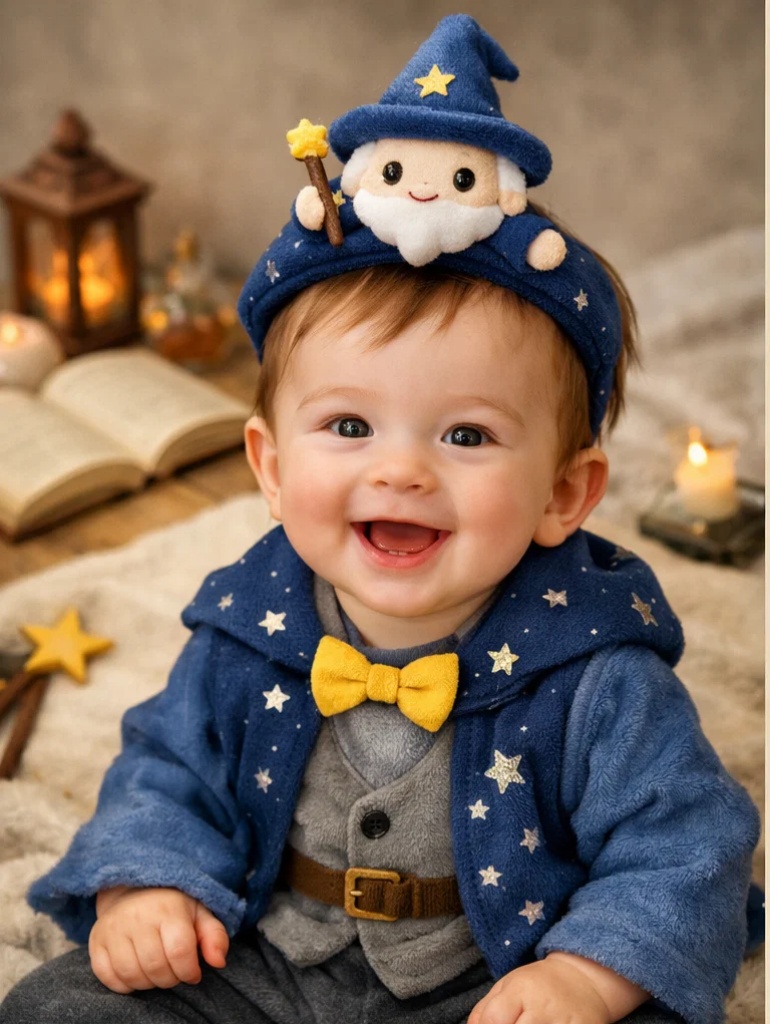 Wholesale Starry Wizard Baby Costume Gift Set with Plush Wizard Headband for Boutique Collections