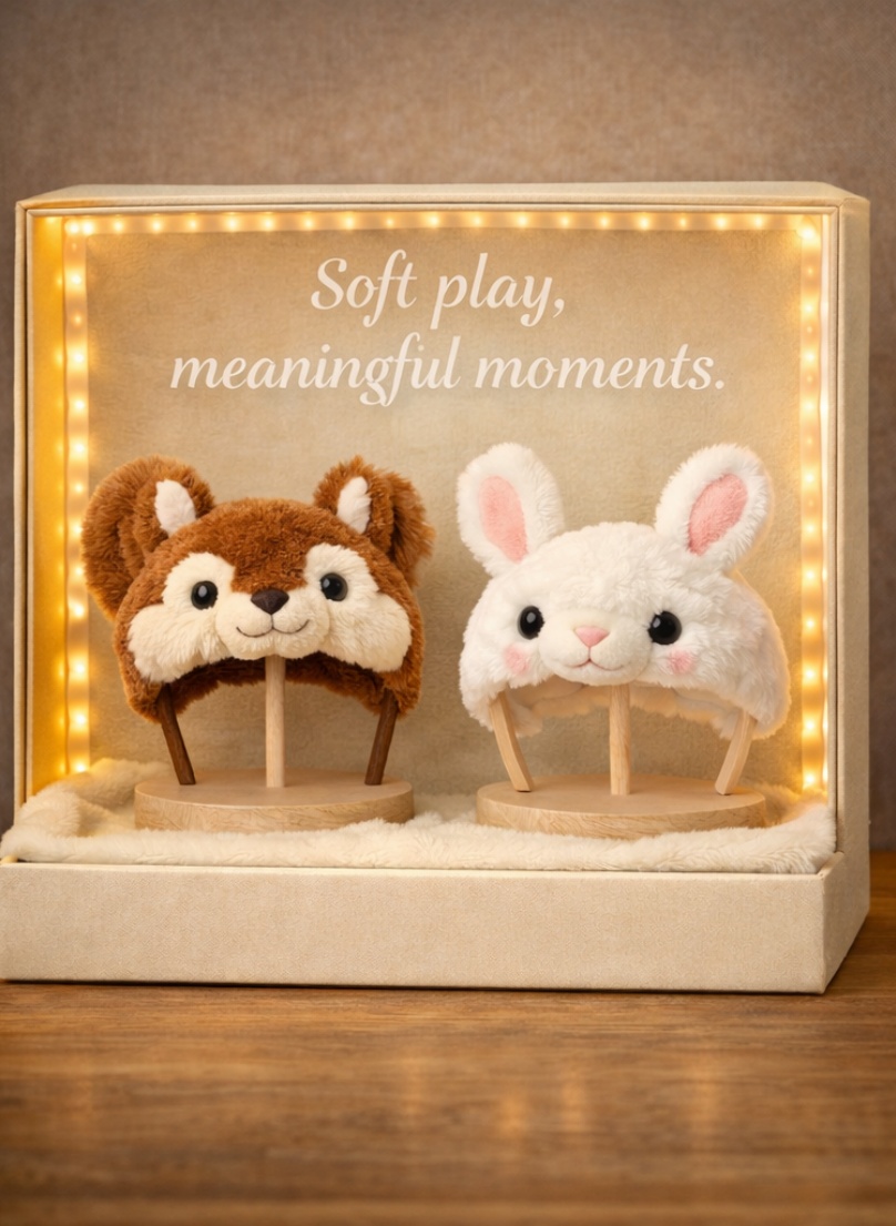 Custom Squirrel & Bunny Detachable Plush Baby Headband Set Soft Infant Woodland Hair Accessories Wholesale