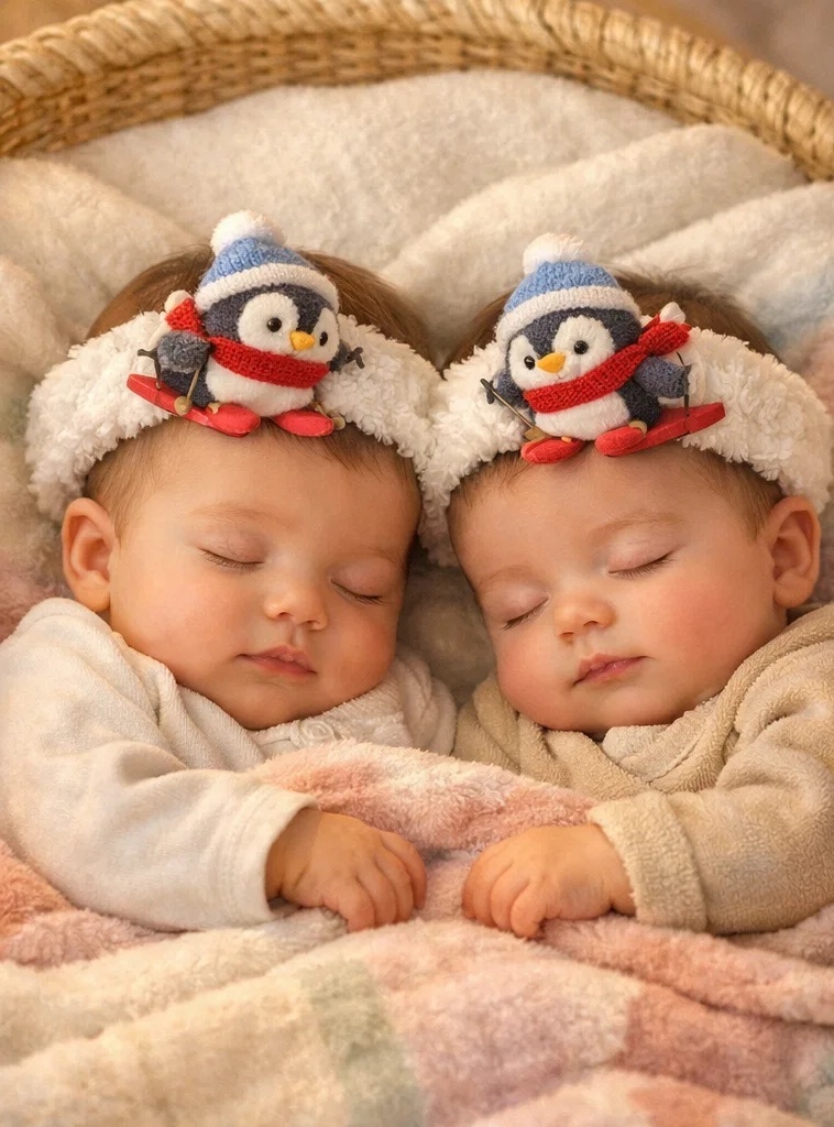 Penguin Baby Headband – Soft Cotton with Eco-friendly Detachable Toy