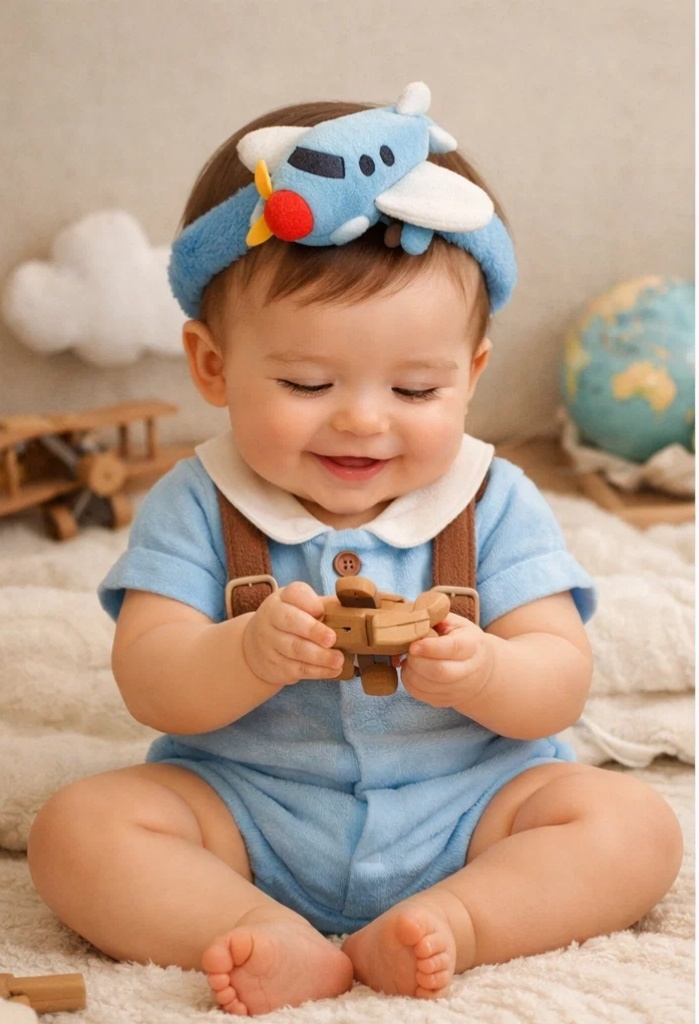 Wholesale Airplane Baby Romper Gift Box with Plush Plane Headband for Boutique Newborn Collections