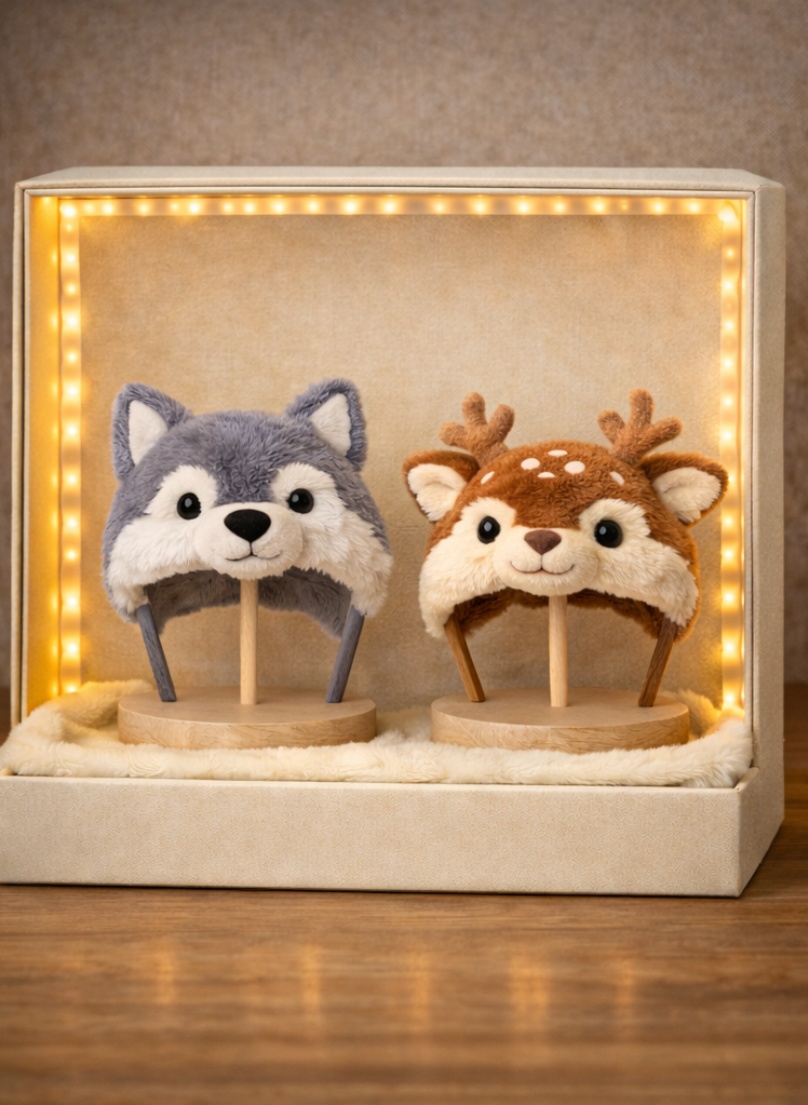 Winter Collection OEM Removable Wolf & Deer Plush Baby Headband Set Soft Infant Hair Accessories for Premium Buyers