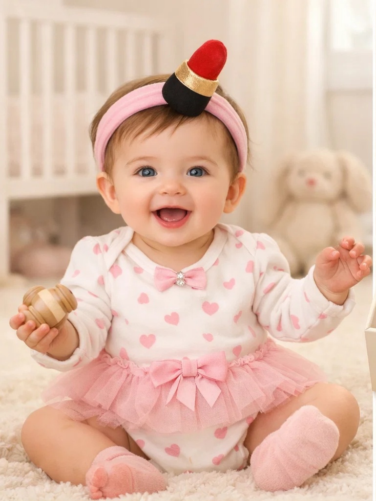 Luxury Baby Tutu Gift Box with Heart Bodysuit, Socks & Plush Lipstick Headband