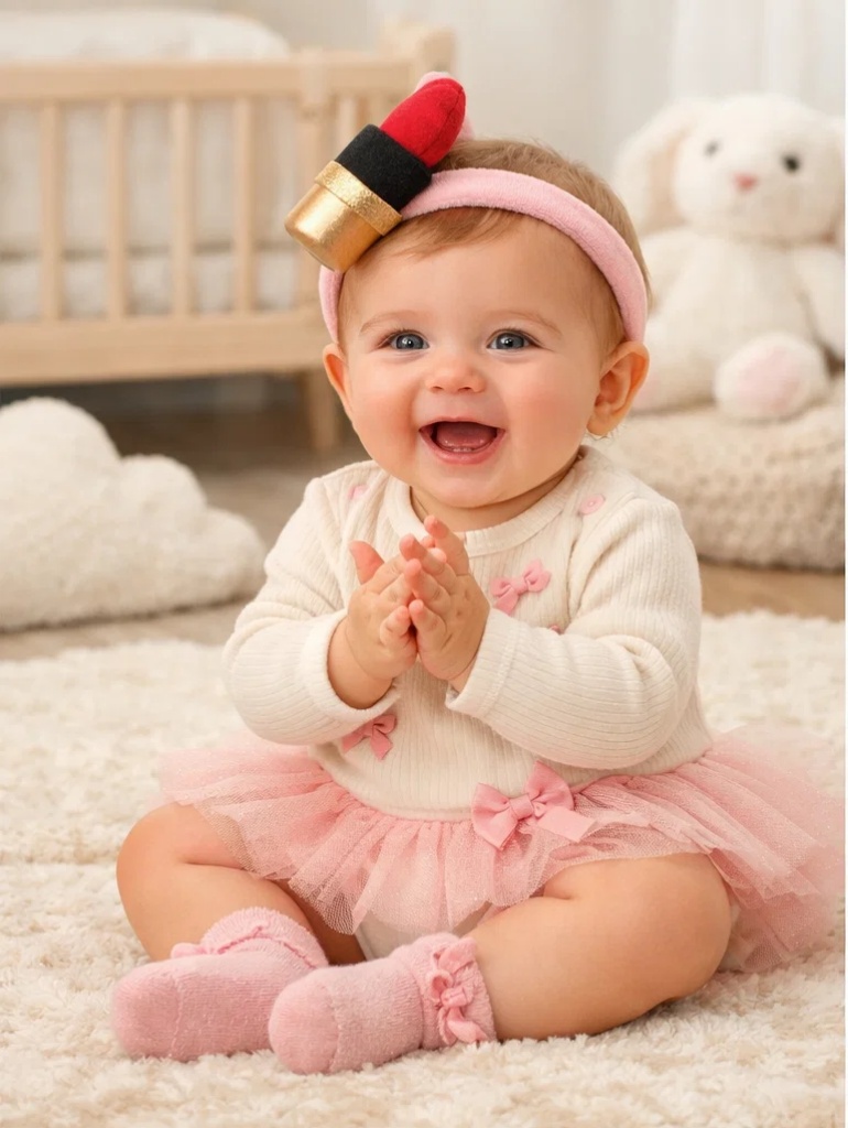 Premium Pink Bow Knit Baby Gift Set with Blanket, Socks & Plush Lipstick Headband