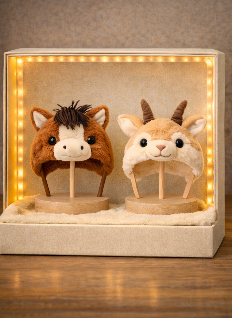 Wholesale Removable Horse & Goat Plush Baby Headband Set Soft Cotton Infant Animal Hair Accessories OEM Custom