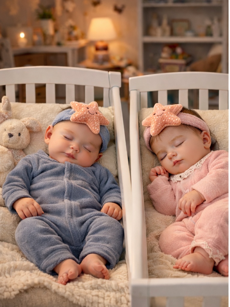 RadiantHalo Starfish Plush Baby Headband Set – Soft Stretch Newborn Ocean Photo Headwraps (2 Colors)