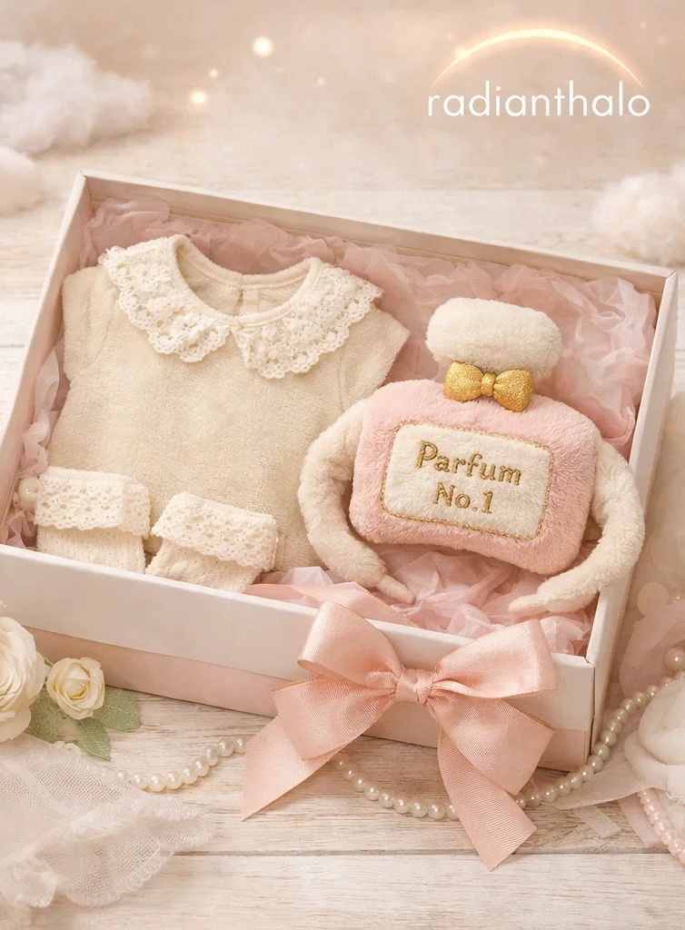 🍼 Wholesale Mint Bib Romper Gift Set with Lotion Plush Headband and Booties