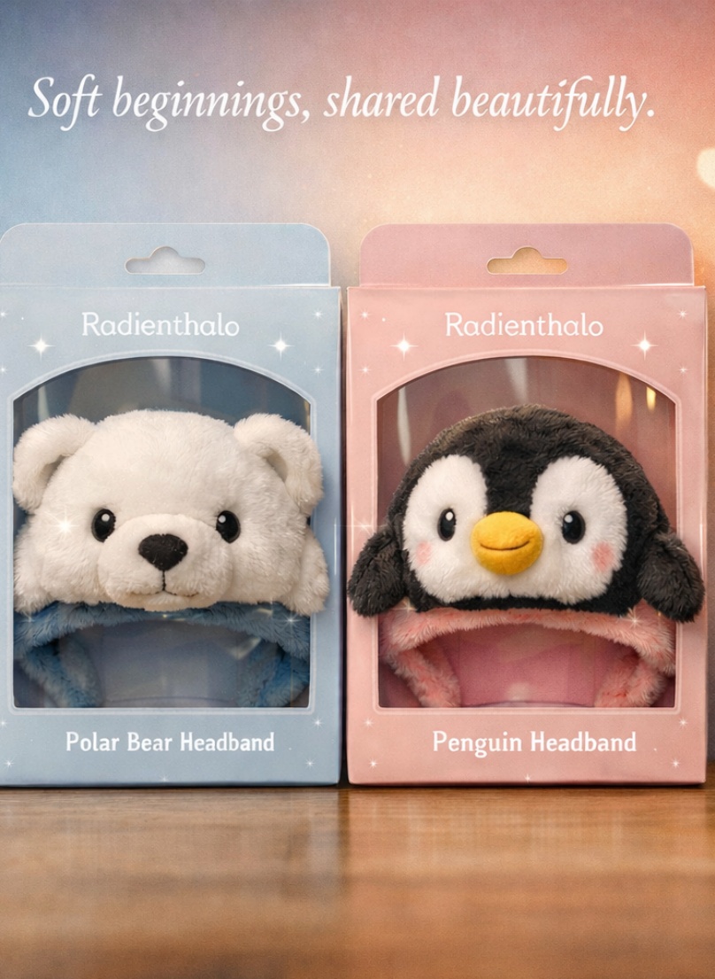 Wholesale Polar Bear & Penguin Detachable Plush Baby Headband Set Soft Breathable Infant Hair Accessories for Boutique and Gift Collections