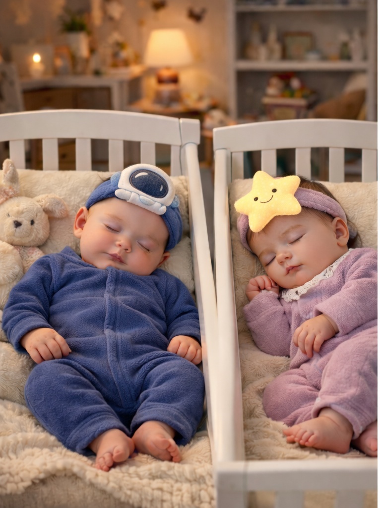 RadiantHalo Space Dreams Baby Headband Set – Astronaut & Star Plush Toppers, Soft Stretch Newborn Photo Props