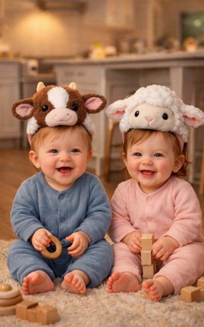 OEM Farm Animal Calf & Lamb Detachable Plush Baby Headband Set Soft Cotton Infant Hair Accessories Wholesale