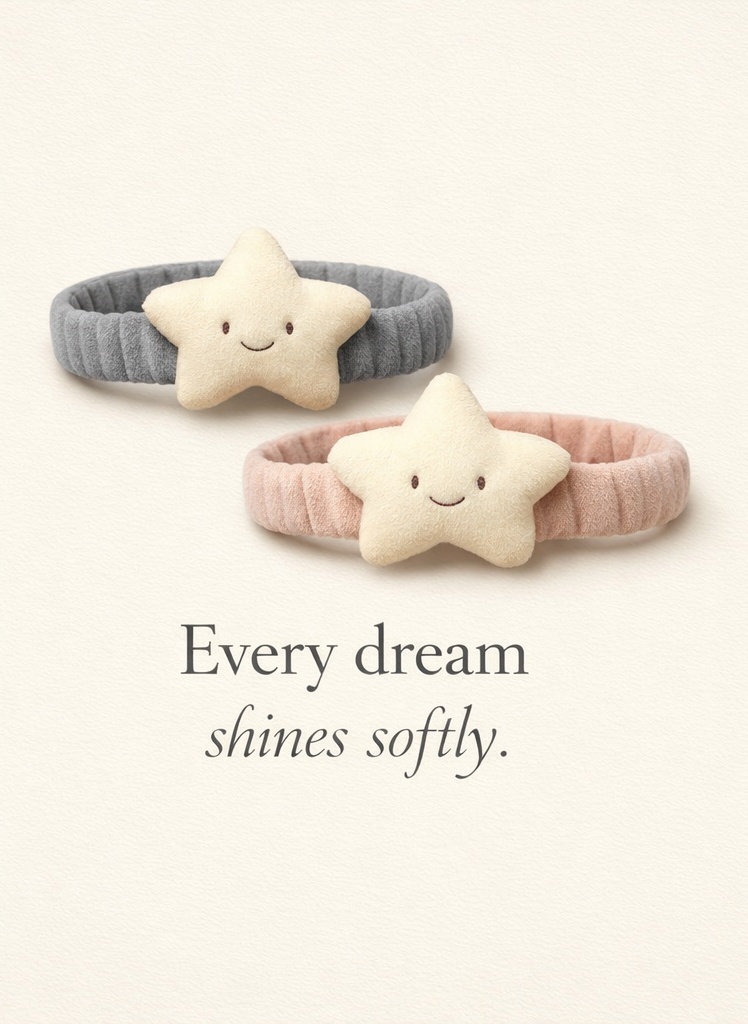 RadiantHalo Star Plush Baby Headband Set – Soft Ribbed Stretch Newborn Photo Props (2 Colors)