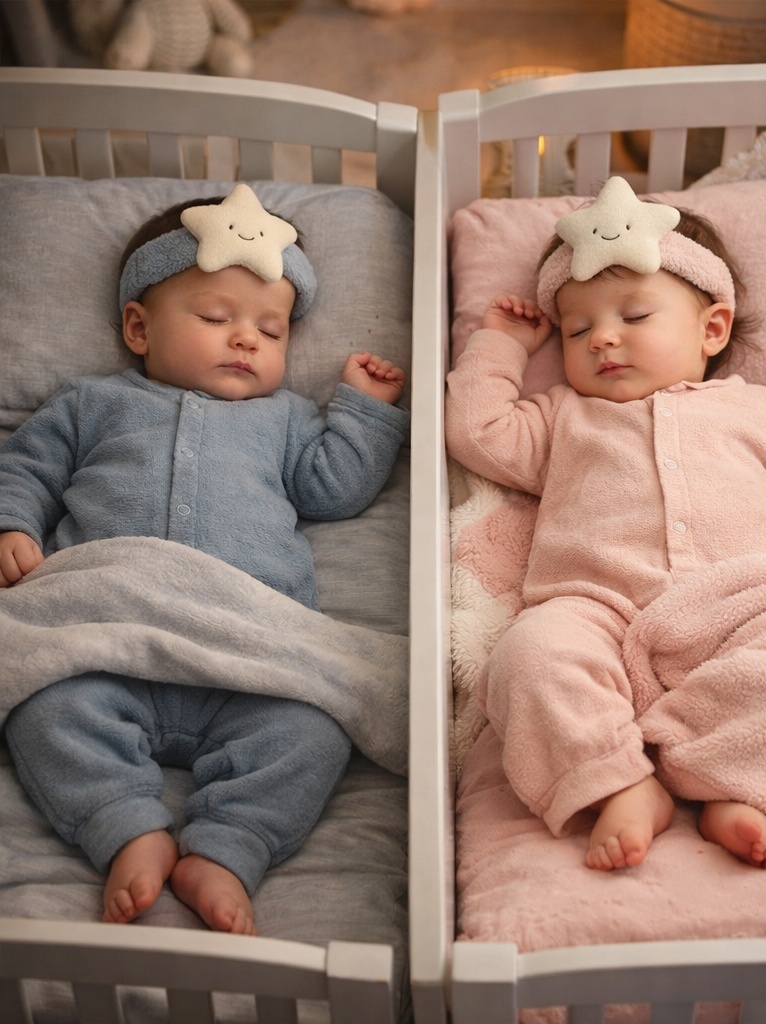 RadiantHalo Star Plush Baby Headband Set – Soft Ribbed Stretch Newborn Photo Props (2 Colors)
