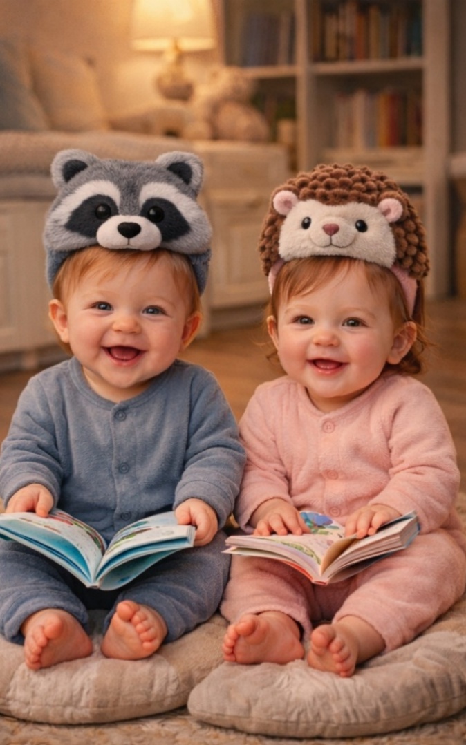 Custom Woodland Raccoon & Hedgehog Plush Baby Headband Set Removable Soft Infant Hair Accessories for Boutique Wholesale