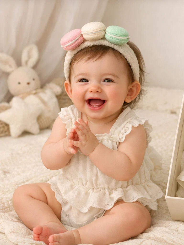 🍬 Wholesale Cream Princess Baby Gift Box with Macaron Plush Headband and Booties