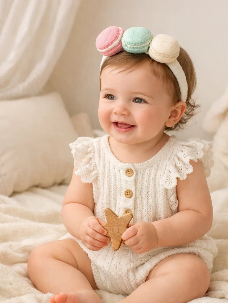 🎀 OEM Cream Knit Baby Gift Box with Macaron Plush Headband and Socks