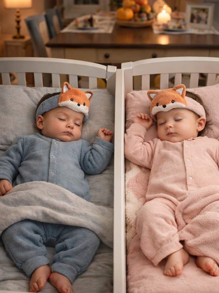 RadiantHalo Fox Plush Baby Headband Set – Soft Ribbed Stretch Newborn Photo Headwraps (2 Colors)