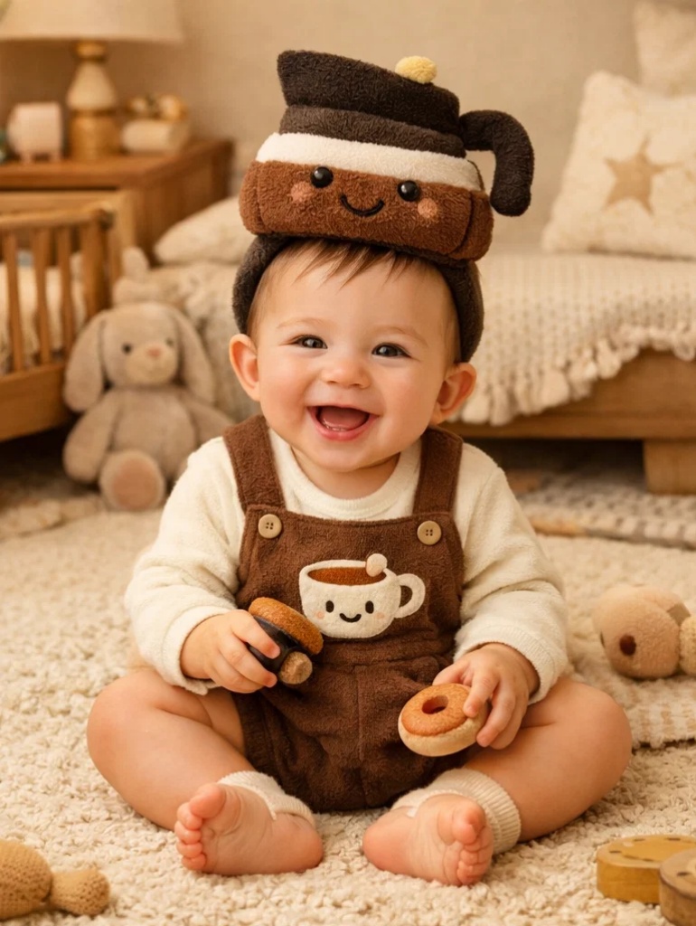 ☕ Wholesale Coffee Mug Plush Headband Baby Gift Box with Brown Suspender Romper