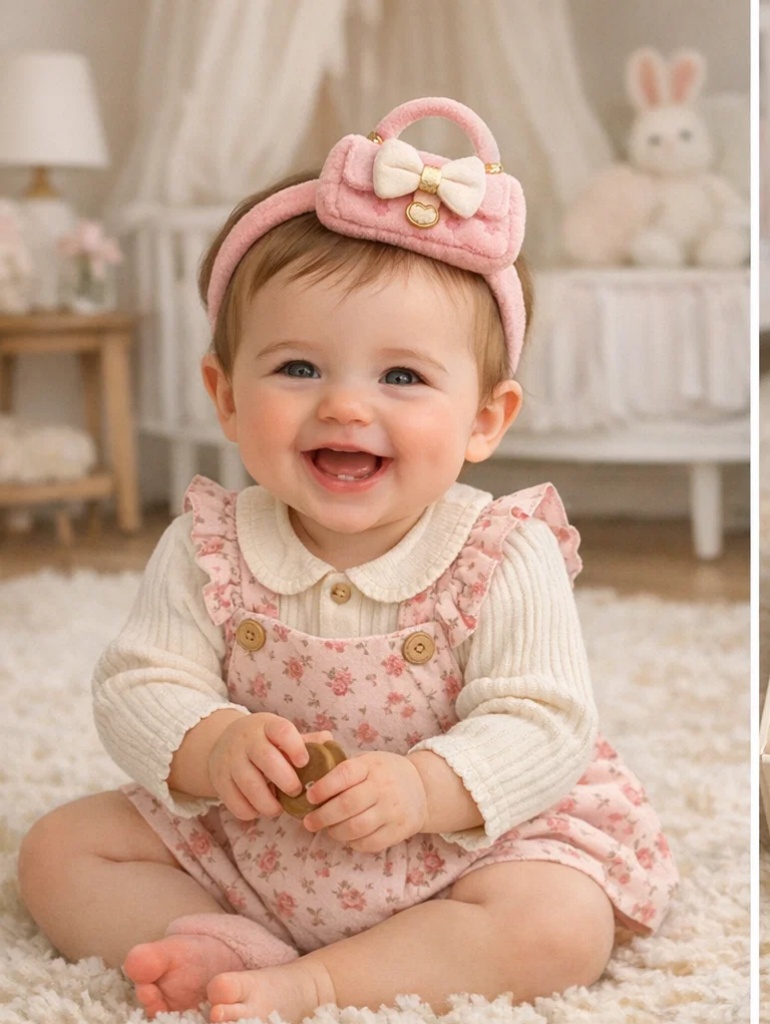 Premium Baby-Geschenkbox mit Hasen-Set, Plüsch-Handtaschen-Stirnband und Hose