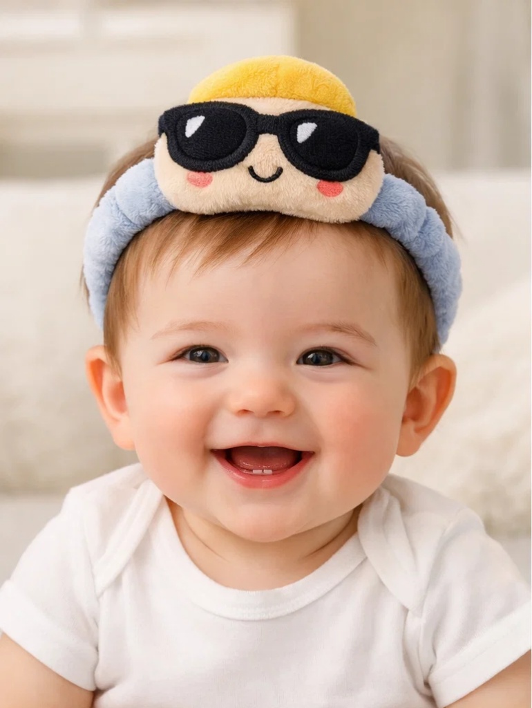 Caja regalo premium para bebé con peto vaquero, camiseta y diadema de peluche con gafas