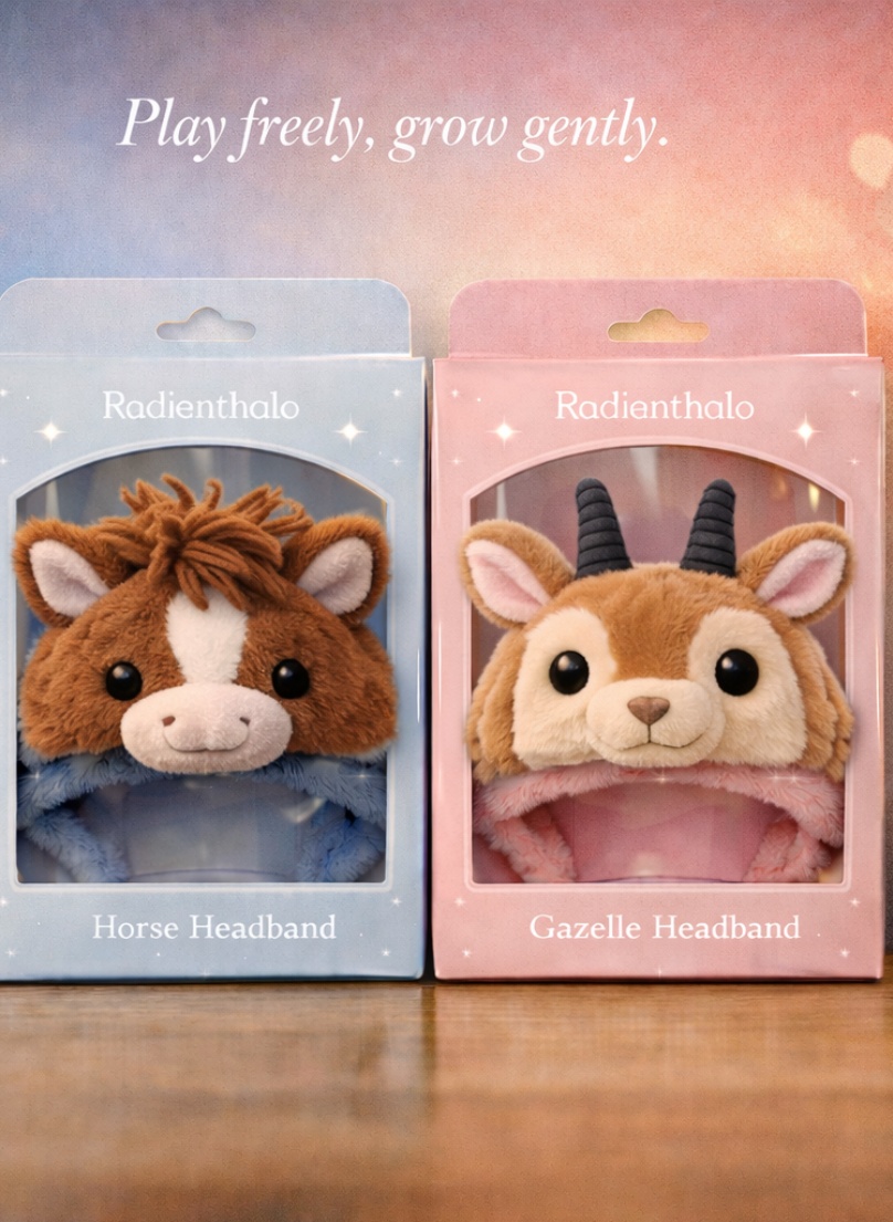 OEM Horse & Gazelle Detachable Plush Baby Headband Set Soft Cartoon Infant Animal Hair Accessories for Wholesale Supply