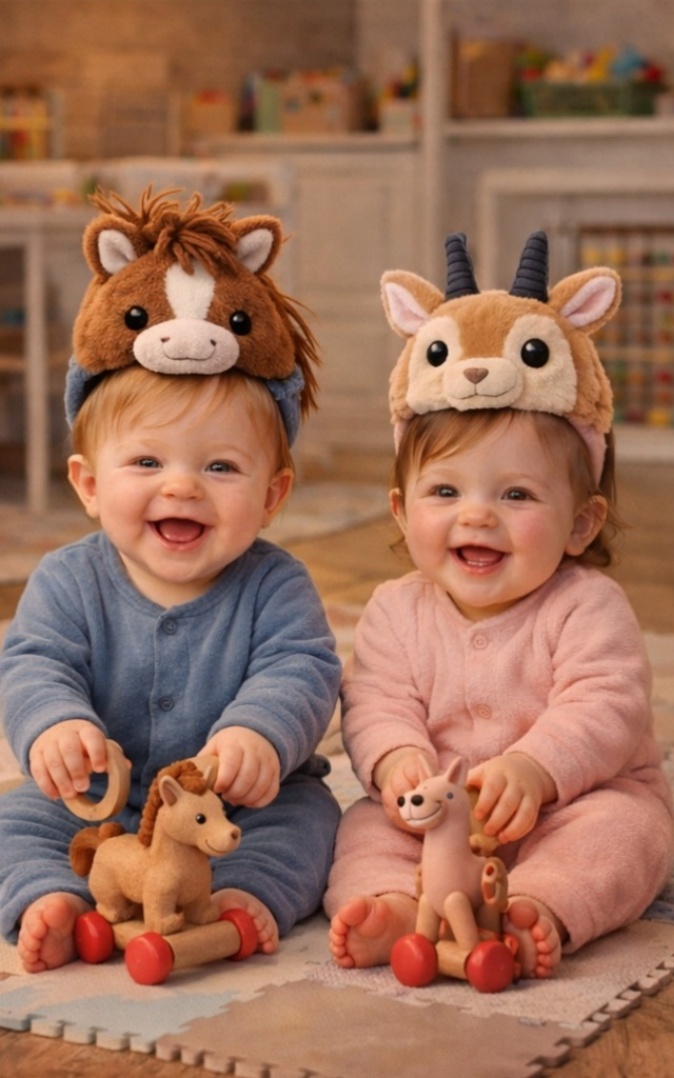 OEM Horse & Gazelle Detachable Plush Baby Headband Set Soft Cartoon Infant Animal Hair Accessories for Wholesale Supply