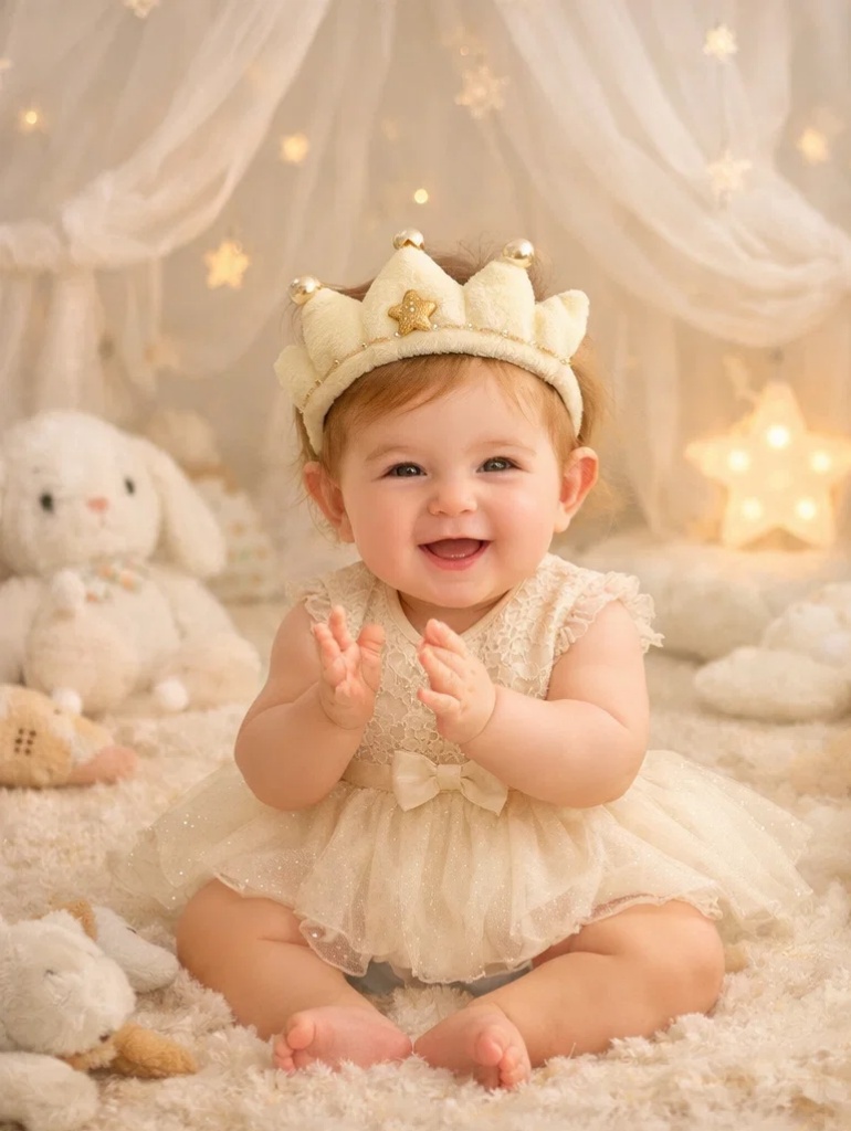 👑 Großhandel Baby-Geschenkbox mit Spitzenkleid, Bloomer und Plüsch-Kronenstirnband