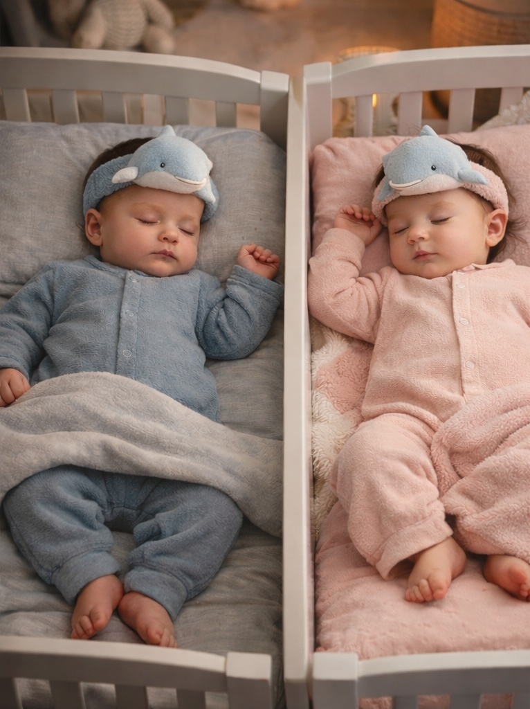 RadiantHalo Whale Plush Baby Headband Set – Soft Ribbed Stretch Ocean Newborn Photo Props (2 Colors)