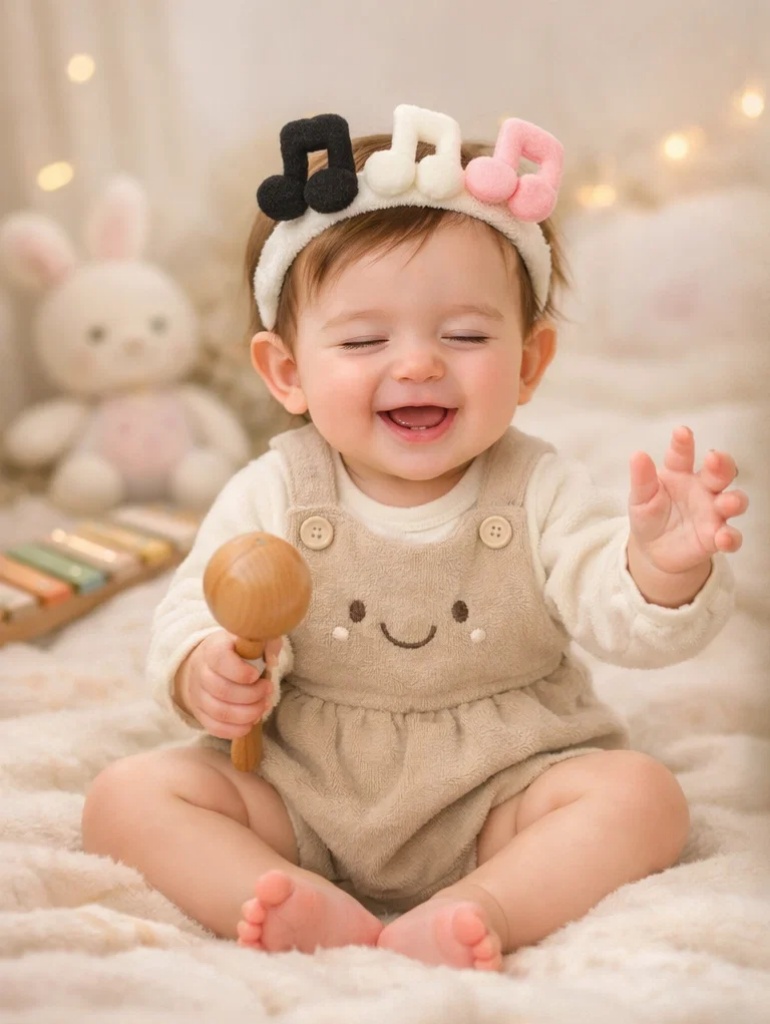 🎵 Wholesale Soft Music Note Baby Gift Box Set with Ribbed Romper and Plush Headband