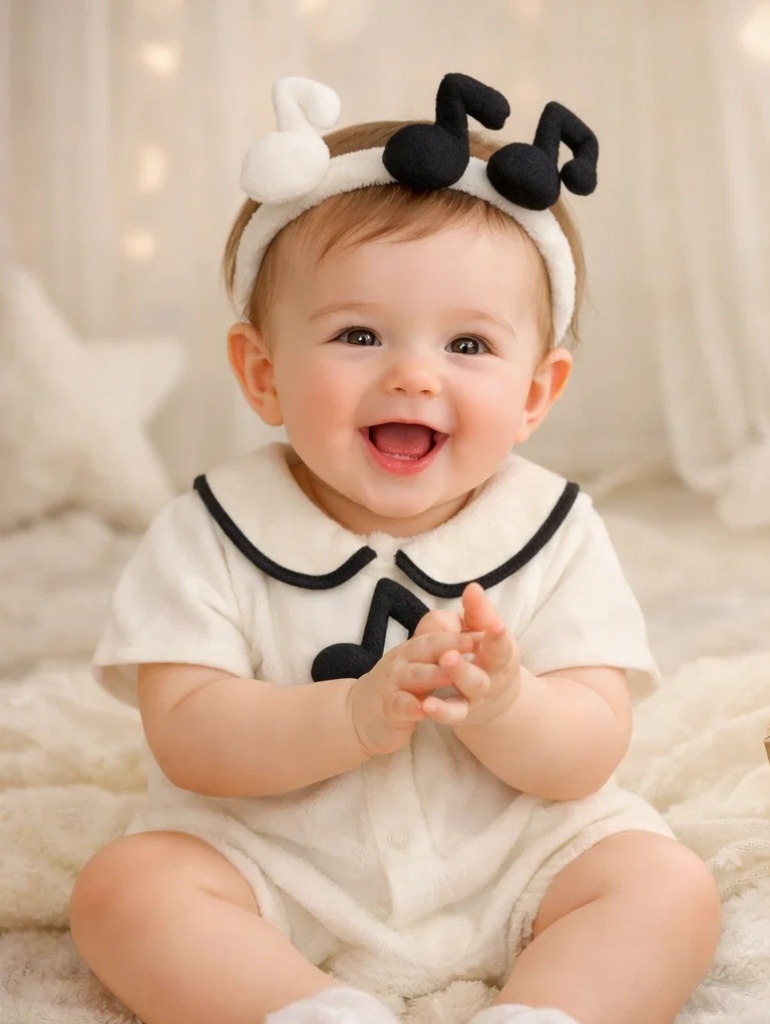 🎼 Wholesale Elegant White Baby Gift Box Set with Black Music Note Plush Headband