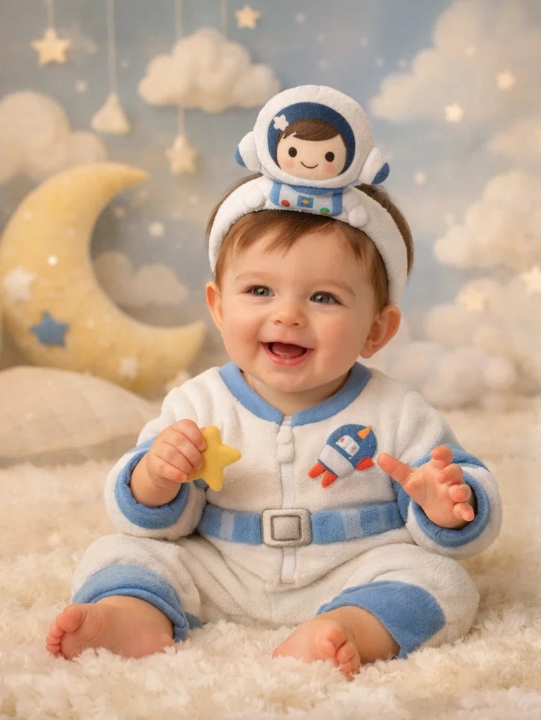 Wholesale Little Astronaut Newborn Gift Box Set with Detachable Plush Character Headband and Soft Outfit