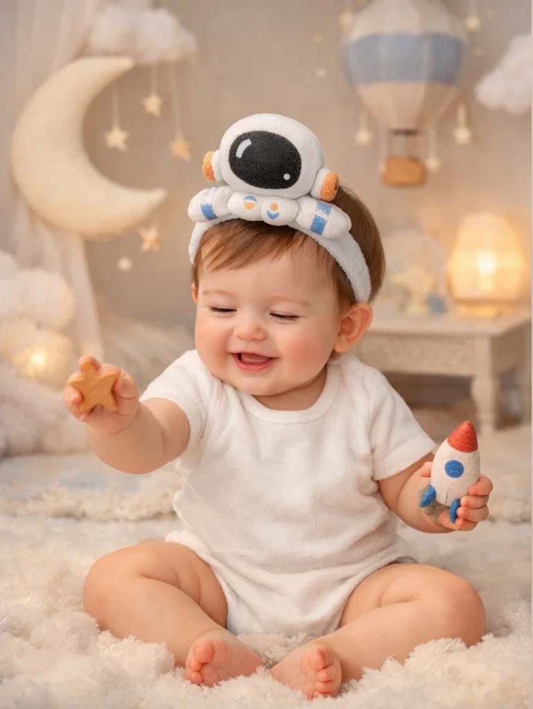 Wholesale Blue Astronaut Baby Gift Box Set with Detachable Plush Headband, Top, Pants and Booties