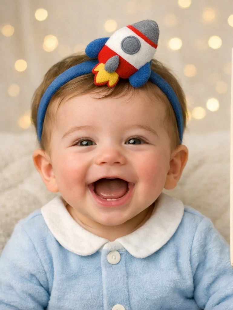 Wholesale Rocket Theme Baby Boy Gift Box Set with Detachable Plush Headband, Soft Outfit, Shorts and Mittens