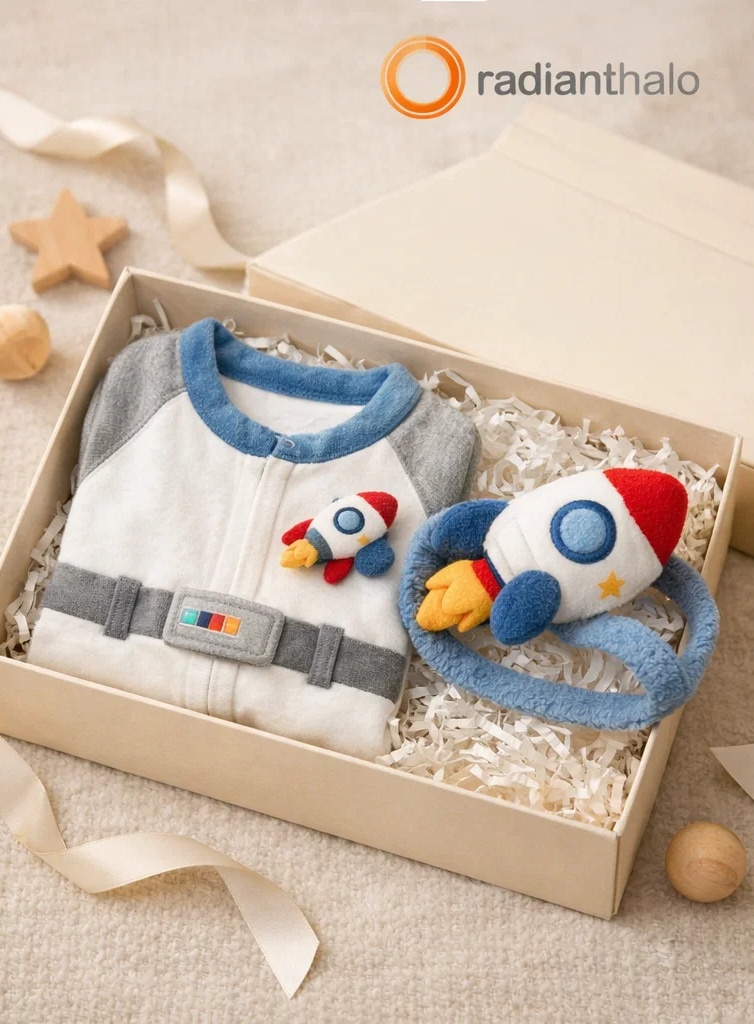 Großhandels-Luxusgeschenkbox für Babys mit Mond-Stern-Plüschstirnband, traumhaftem Outfit und hochwertiger Boutique-Präsentation