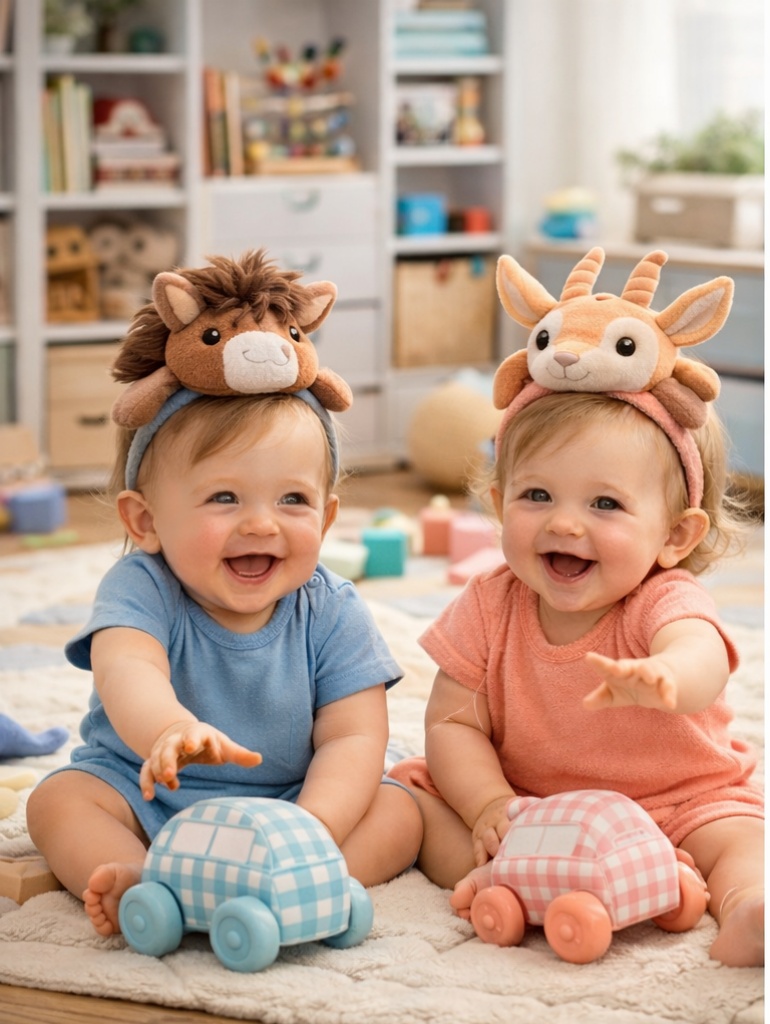 Premium Horse & Antelope Detachable Plush Baby Headband Gift Set Soft Infant Animal Hair Accessories for Wholesale Buyers