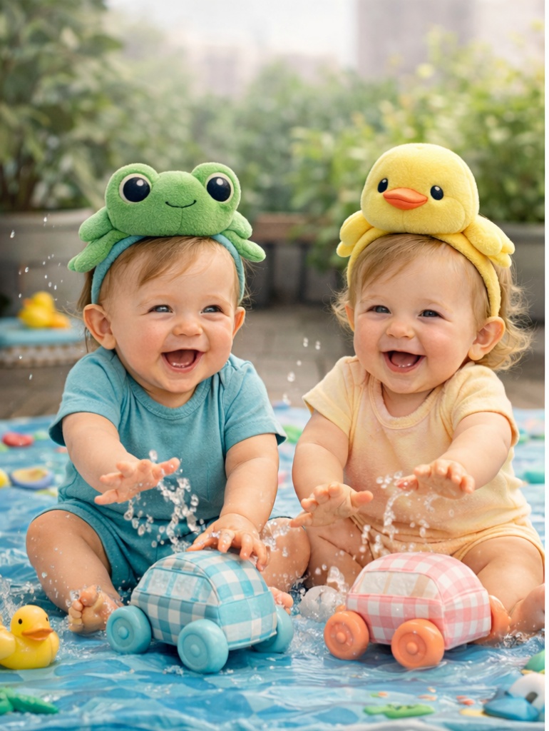 Wholesale Frog & Duckling Detachable Plush Baby Headband Gift Set Soft Breathable Infant Hair Accessories OEM Custom