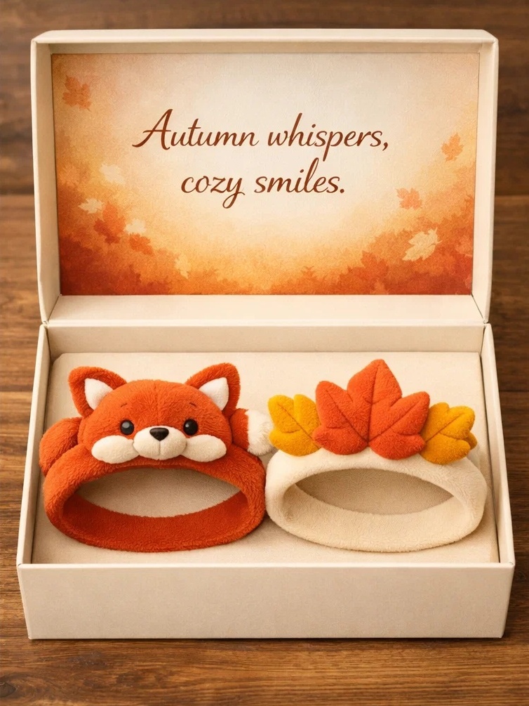 Autumn Fox & Leaf Plush Baby Headband Set for Wholesale and Retail