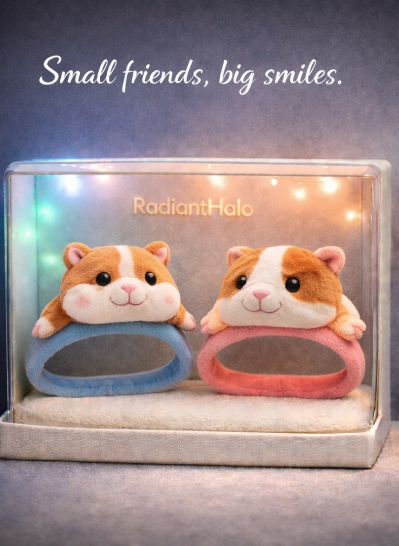 Custom Hamster & Guinea Pig Detachable Plush Baby Headband Gift Set Soft Infant Hair Accessories for Boutique and Private Label